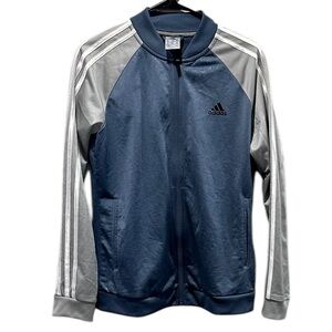 Adidas Blue and Gray Women’s Track Jacket Full Zip Light Floral Print Size M